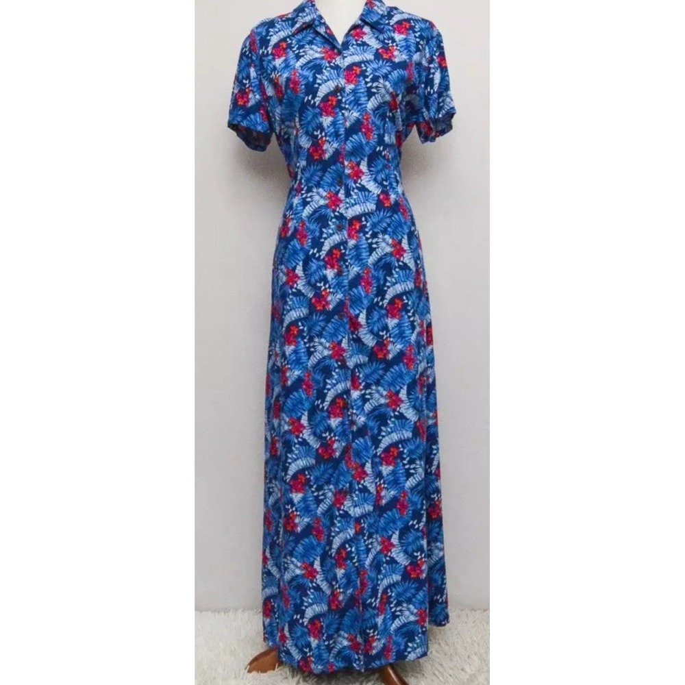 NWT Vintage Villager Sport womens dress blue‎ floral M 80s
